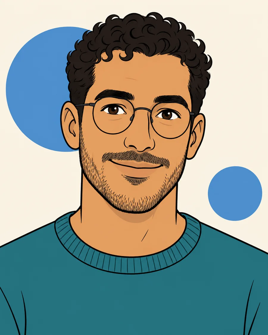European clear-line comic cartoon avatar style reference