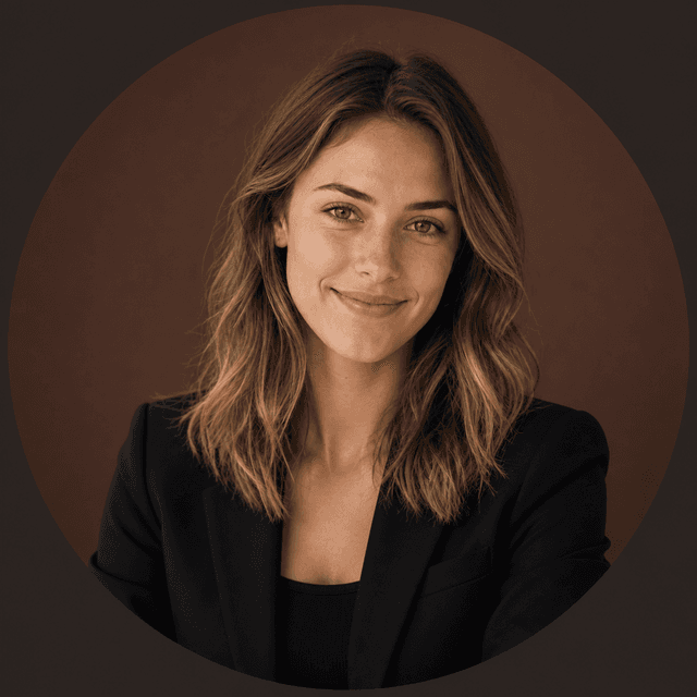Circular crop of the same professional portrait