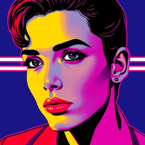 Pop-art portrait with neon graphic colors style reference