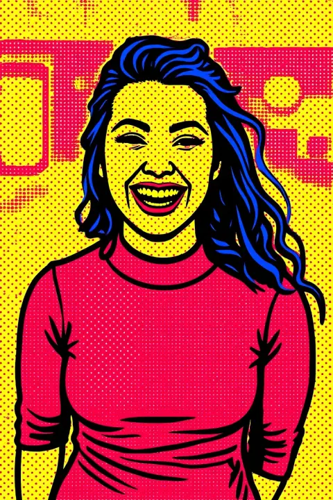 Pop-art portrait with comic colors style reference