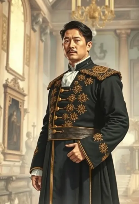 Referencia de estilo: Retrato de corte en negro y dorado
