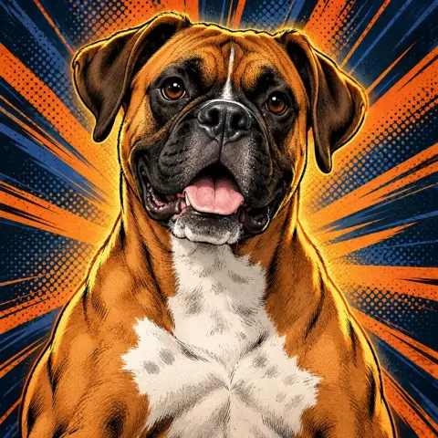 Boxer Dog · Comic Hero style reference