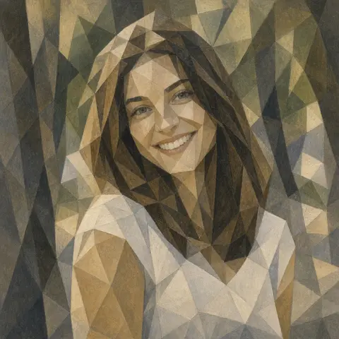 Cubist portrait with angular planes style reference