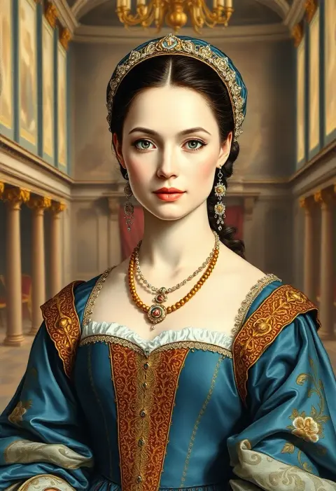 Referencia de estilo: Retrato renacentista verde azulado