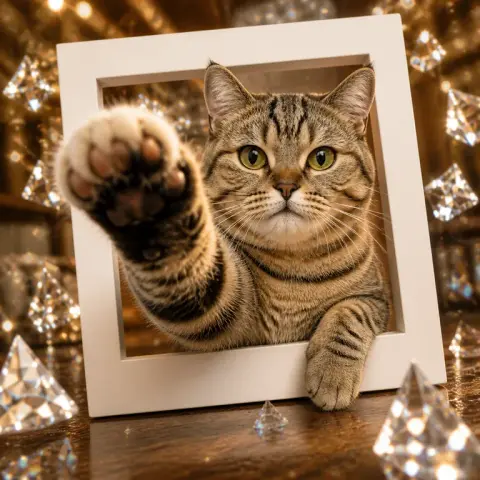 Tabby Cat · Jeweled Frame style reference