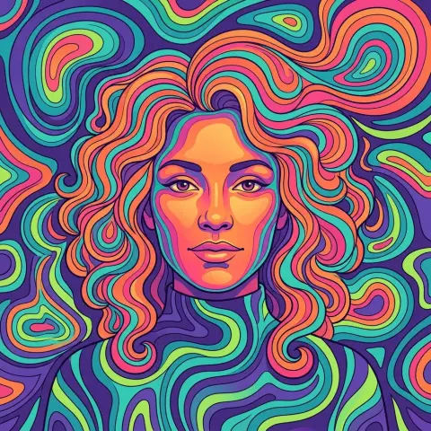 Psychedelic contour portrait style reference