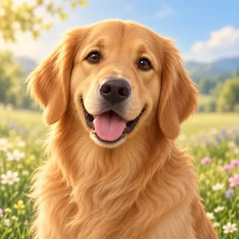 Golden Retriever · Soft 3D style reference