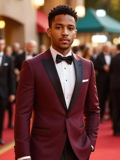 Referencia de estilo: Retrato de moda masculino de alfombra roja