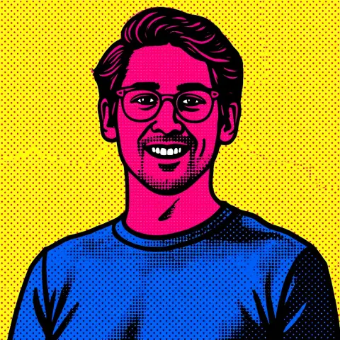 Pop-art portrait with bold halftone colors style reference