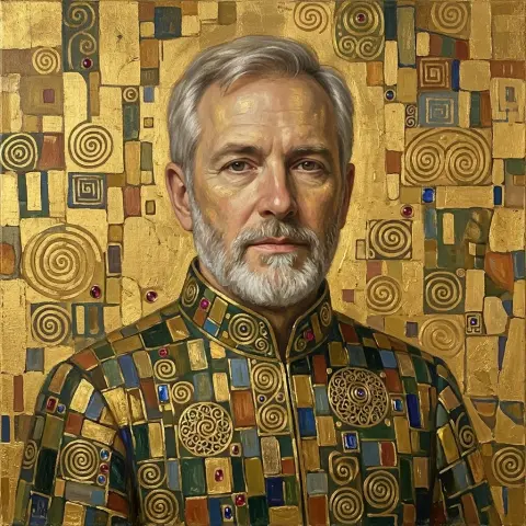Referencia de estilo: Retrato decorativo dorado