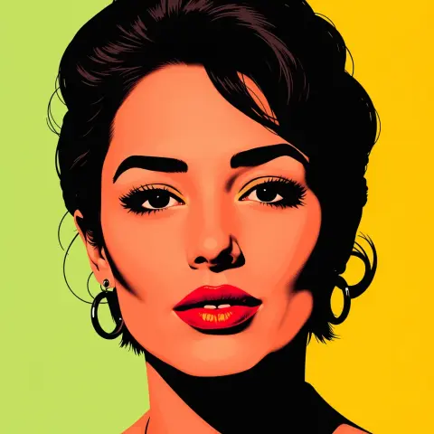 Pop-art portrait with screen-print shading style reference