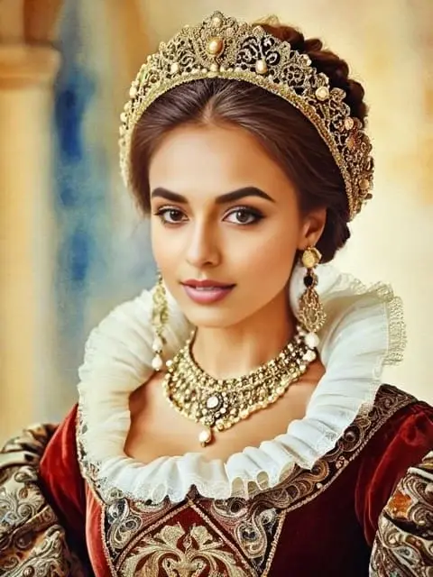 Referencia de estilo: Retrato de corte con cuello de lechuguilla