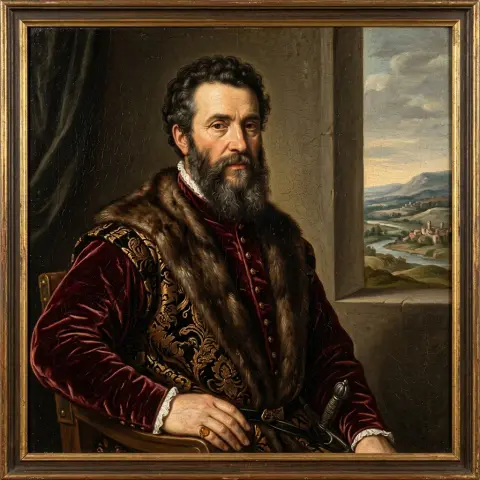 Referencia de estilo: Retrato renacentista al óleo de un hombre
