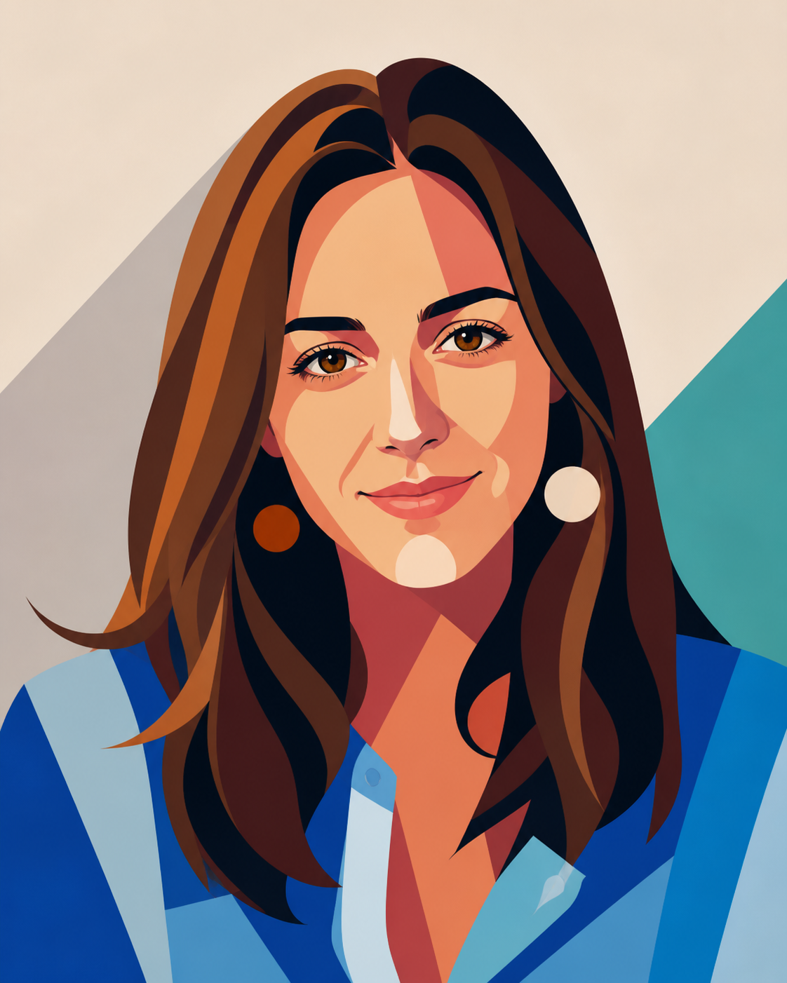 The same adult AI-created demo model redrawn in Bold & Abstract style